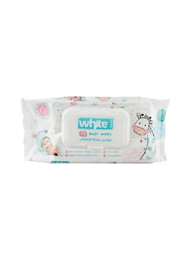 White Baby Wipes 72 Wipes